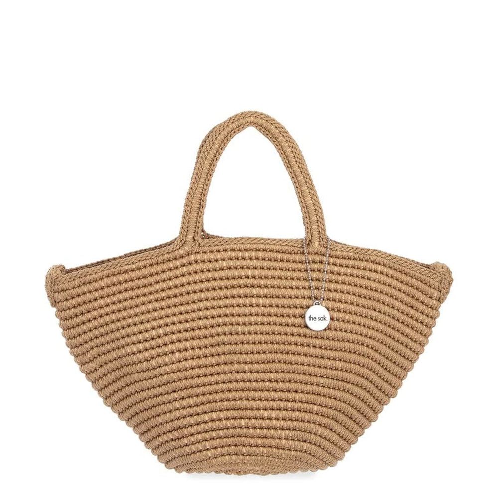Calla Small Tote Bag In Crochet, Double Handle Straps, Bamboo :O